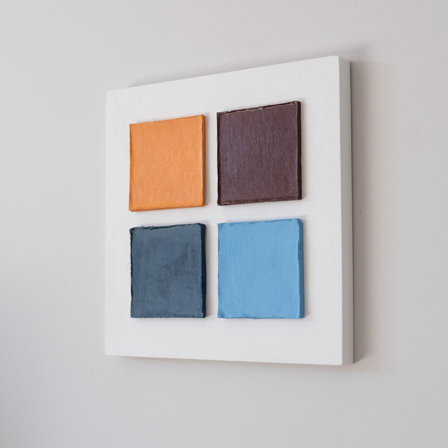 Four Squares in Exile – Textured Cardboard Wall Art on Plywood | Olshbau - Olshbau