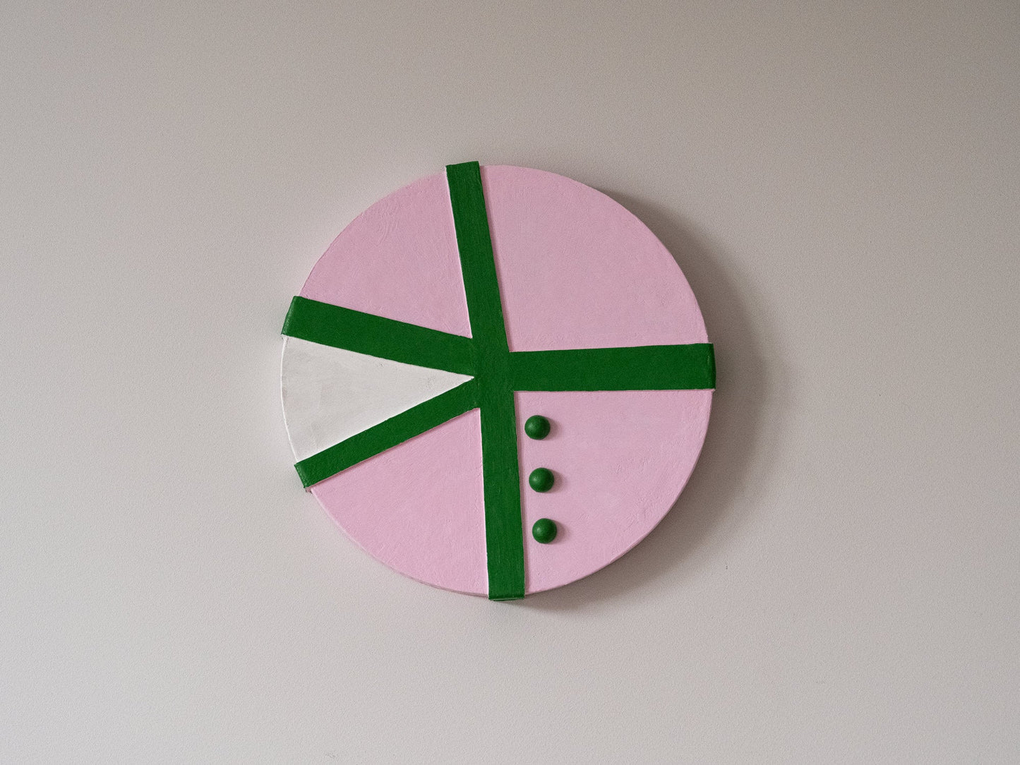 Suprematist Circle Wall Art – Pink & Green (25 cm / 9.8 in) - Olshbau