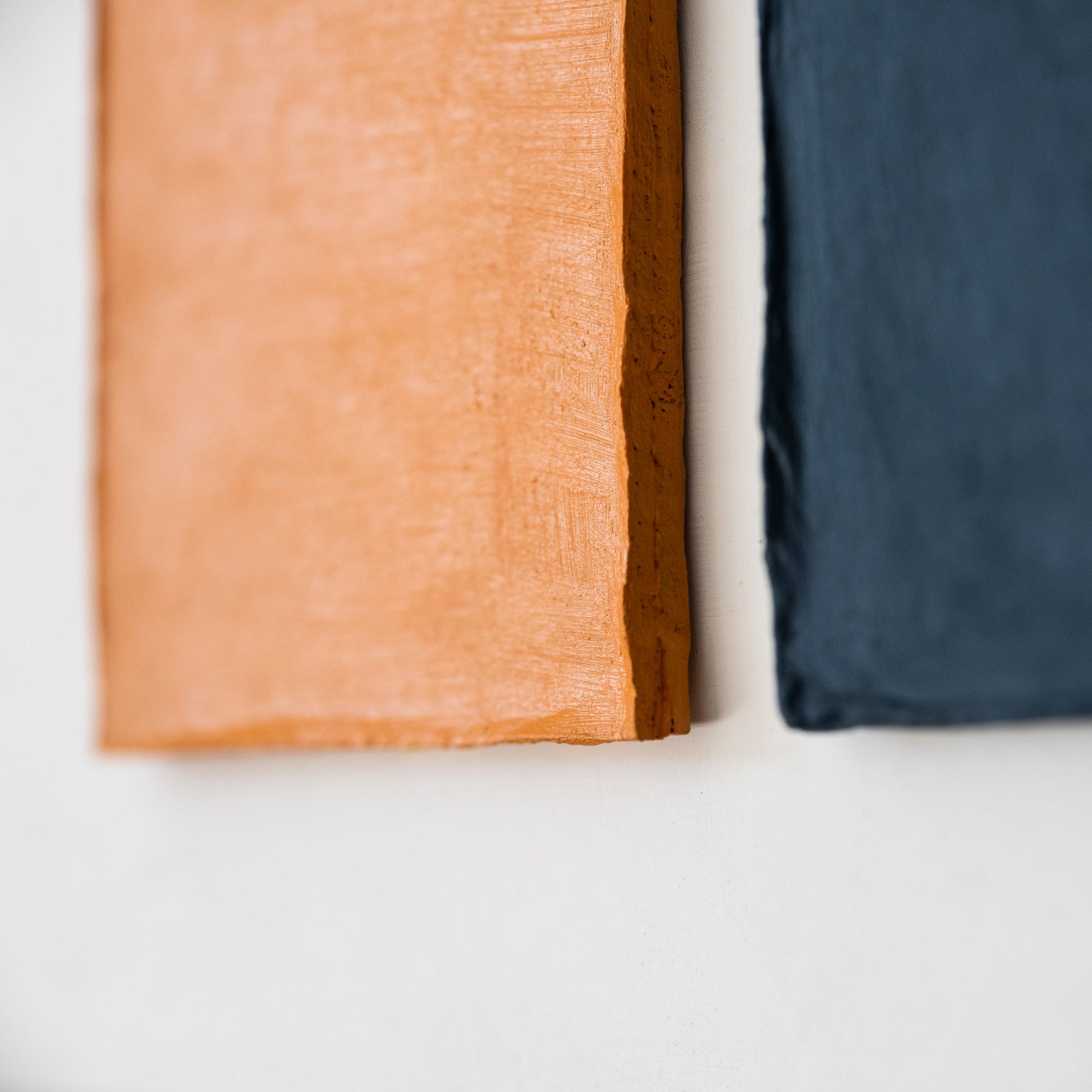 Close up of Four Squares in Exile – Textured Cardboard Wall Art on Plywood 25 by 25 cm | Olshbau - Olshbau