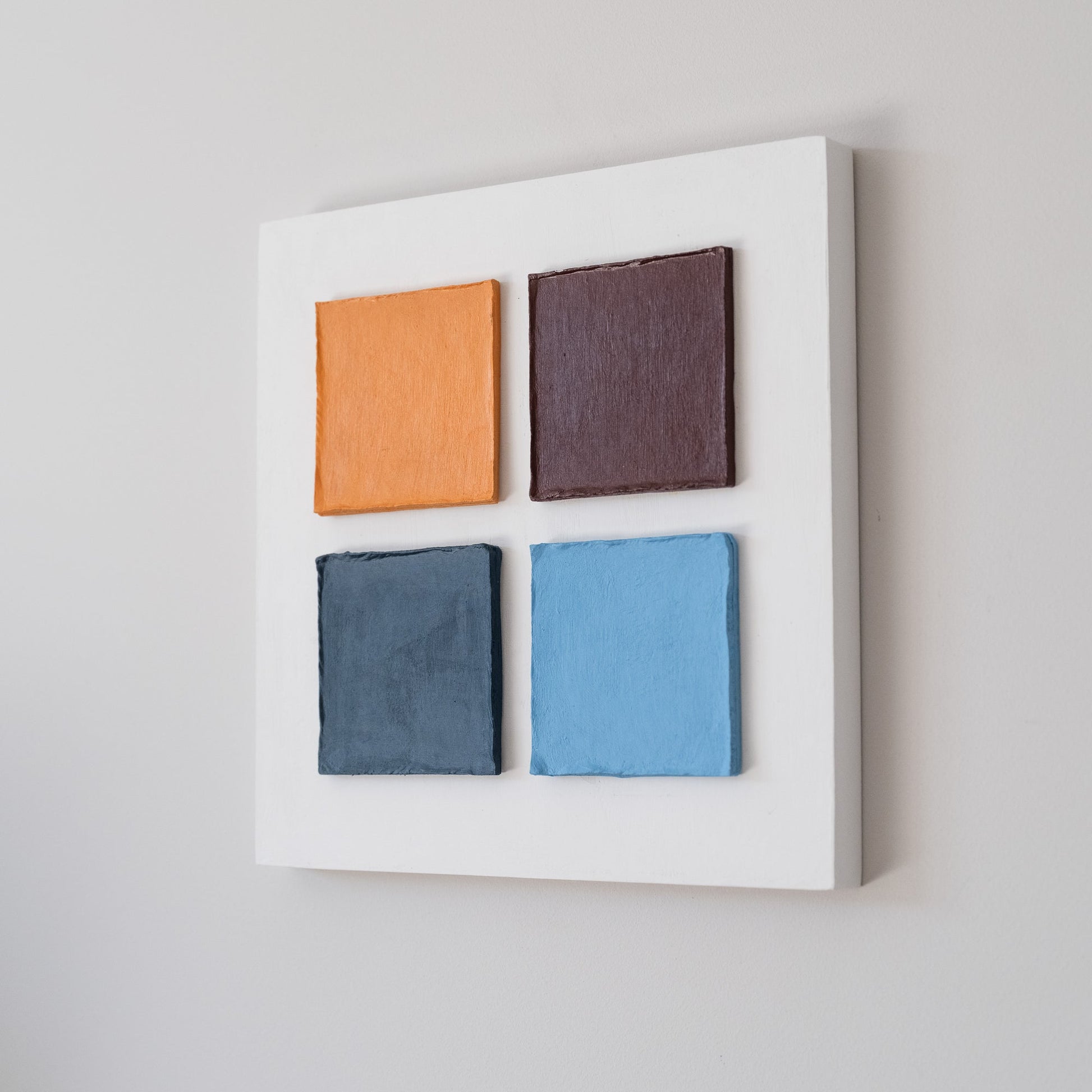Four Squares in Exile – Textured Cardboard Wall Art on Plywood | Olshbau - Olshbau