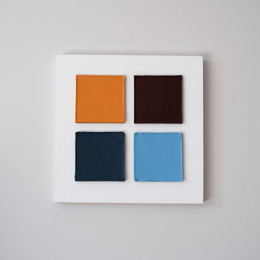 Four Squares in Exile – Textured Cardboard Wall Art on Plywood | Olshbau - Olshbau