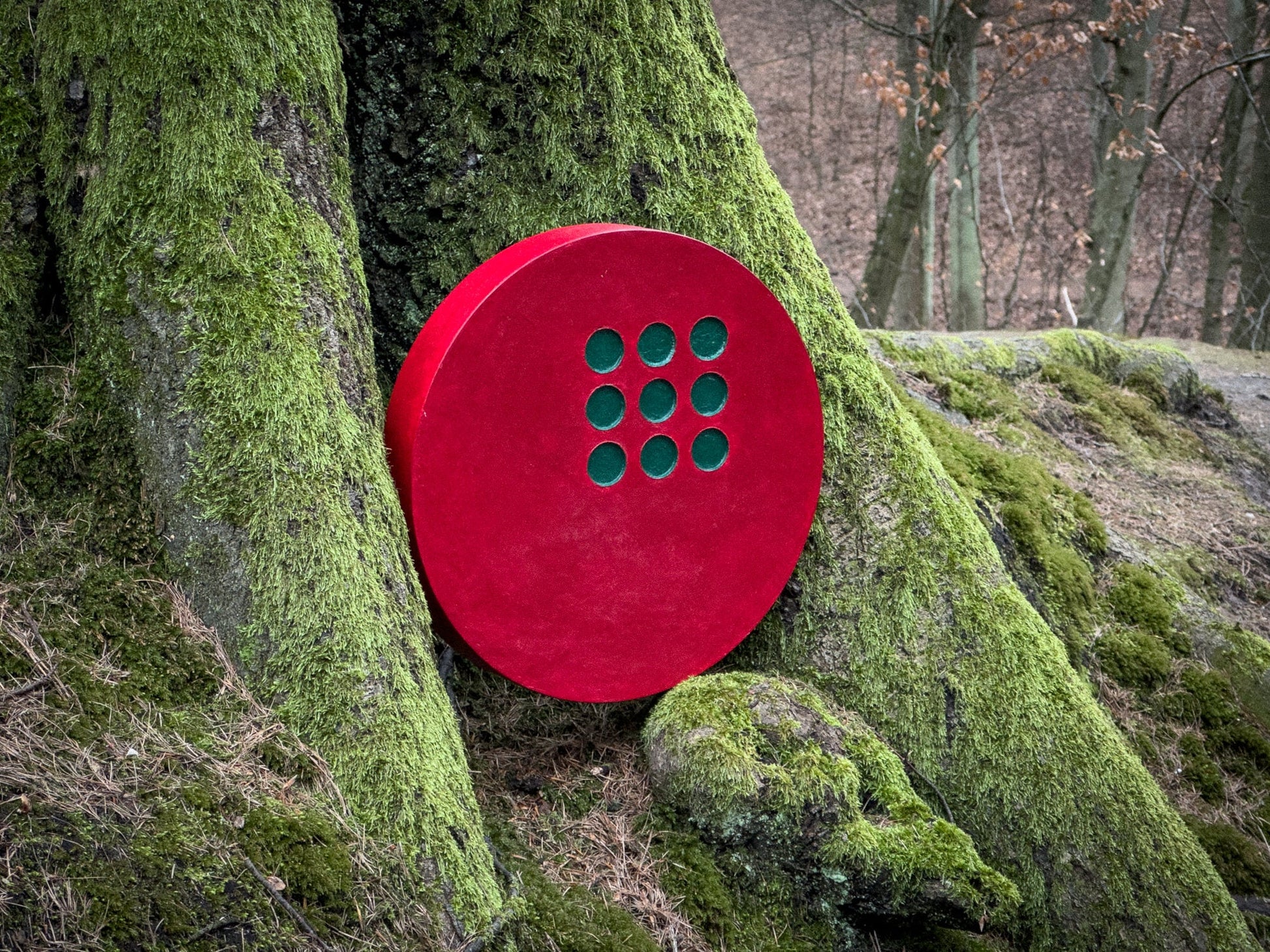 Red Circle with Dark Green Dots - Olshbau