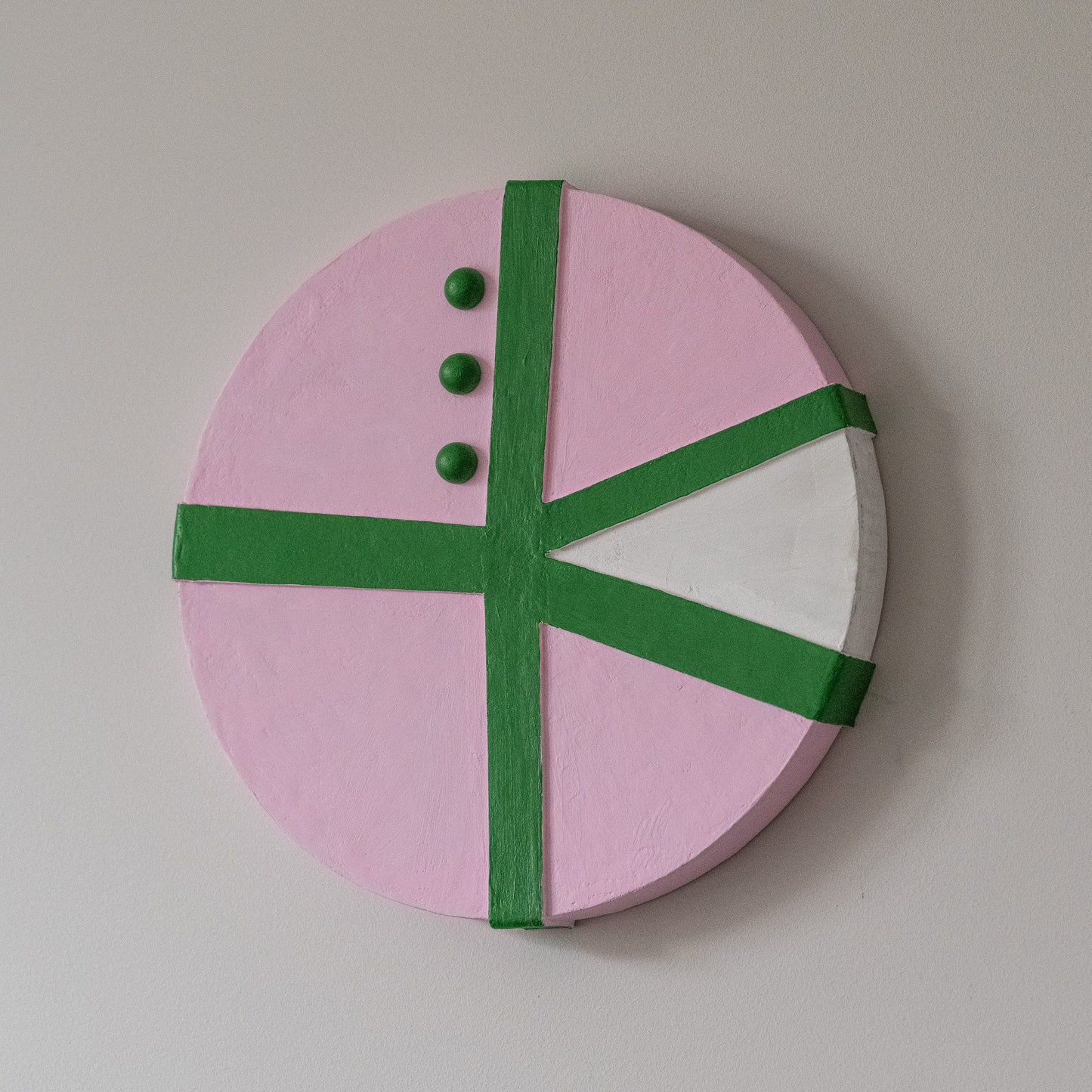 Suprematist Circle Wall Art – Pink & Green (25 cm / 9.8 in) - Olshbau