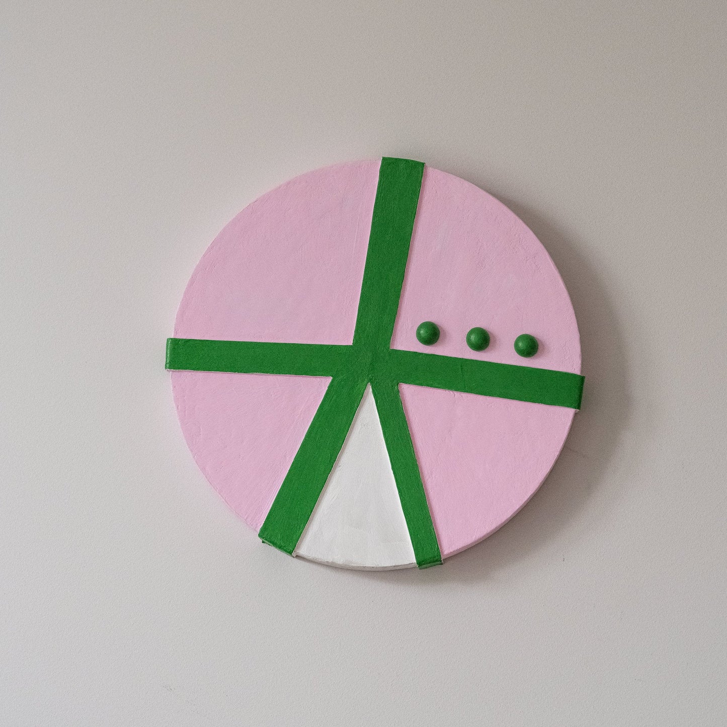 Suprematist Circle Wall Art – Pink & Green (25 cm / 9.8 in) - Olshbau