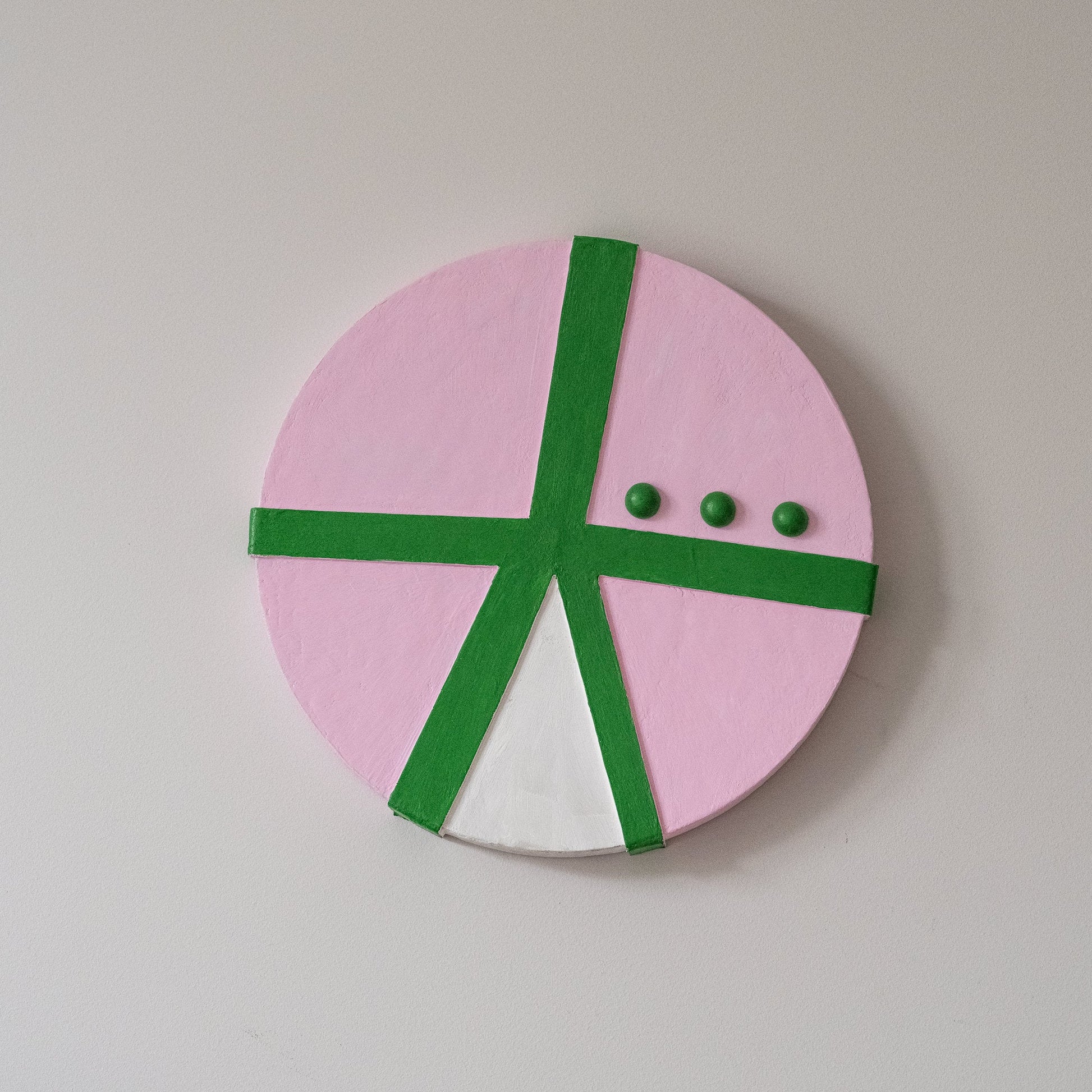 Suprematist Circle Wall Art – Pink & Green (25 cm / 9.8 in) - Olshbau