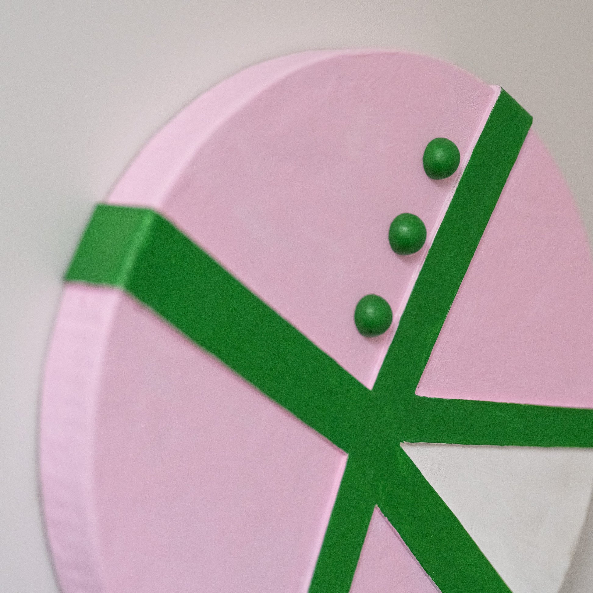Suprematist Circle Wall Art – Pink & Green (25 cm / 9.8 in) - Olshbau