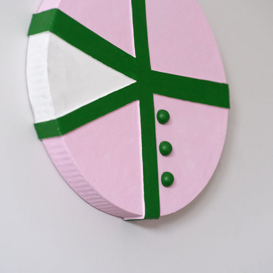 Suprematist Circle Wall Art – Pink & Green (25 cm / 9.8 in) - Olshbau