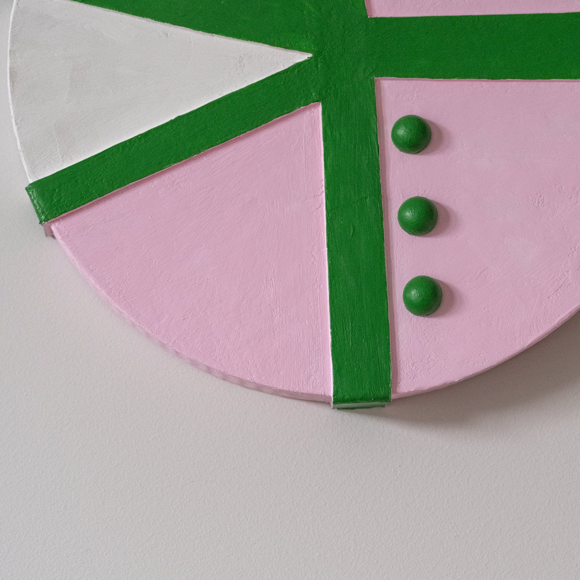 Suprematist Circle Wall Art – Pink & Green (25 cm / 9.8 in) - Olshbau