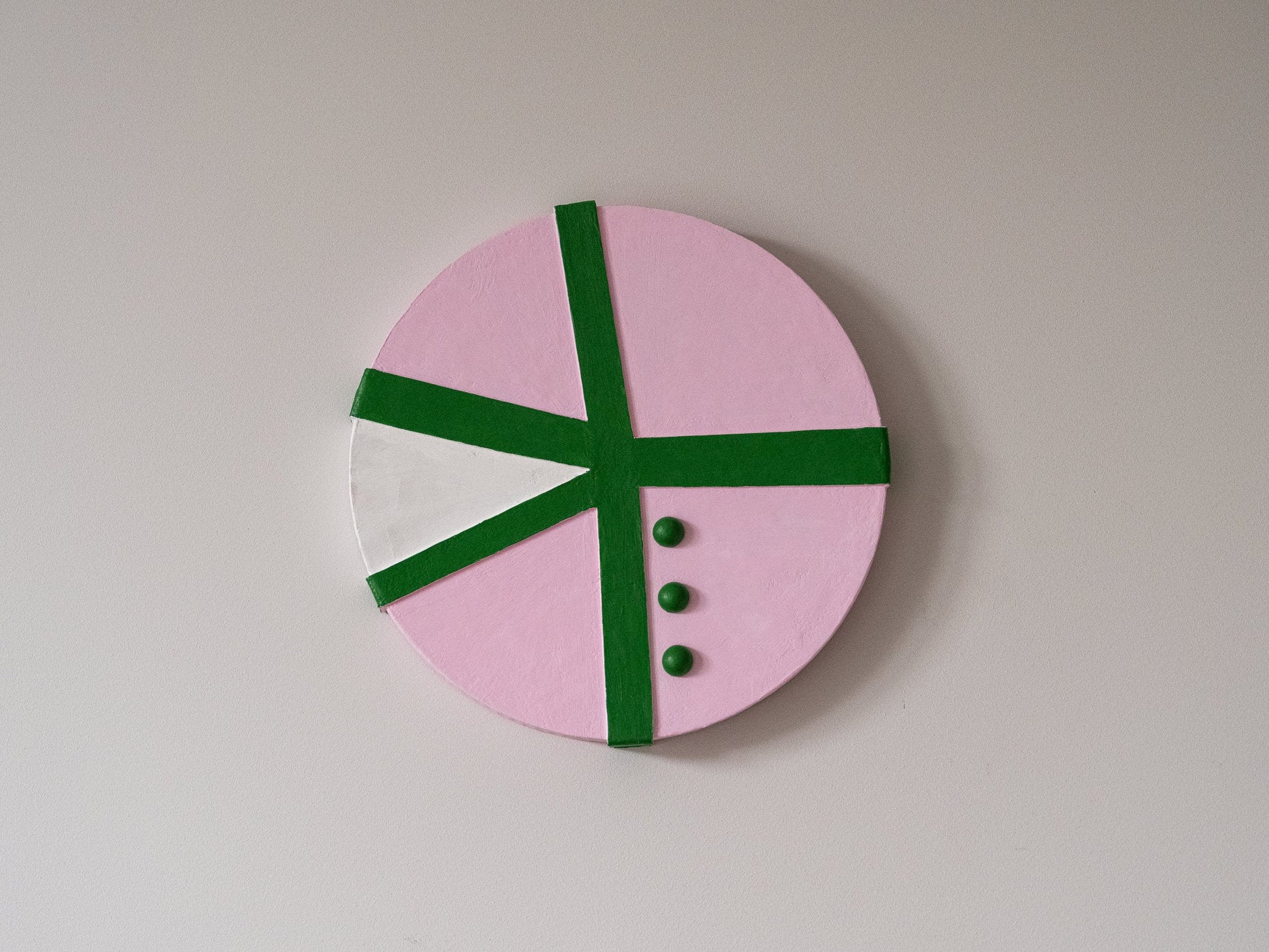 Suprematist Circle Wall Art – Pink & Green (25 cm / 9.8 in) - Olshbau