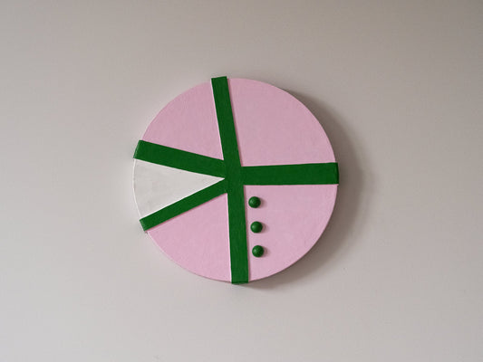 Suprematist Circle Wall Art – Pink & Green (25 cm / 9.8 in) - Olshbau