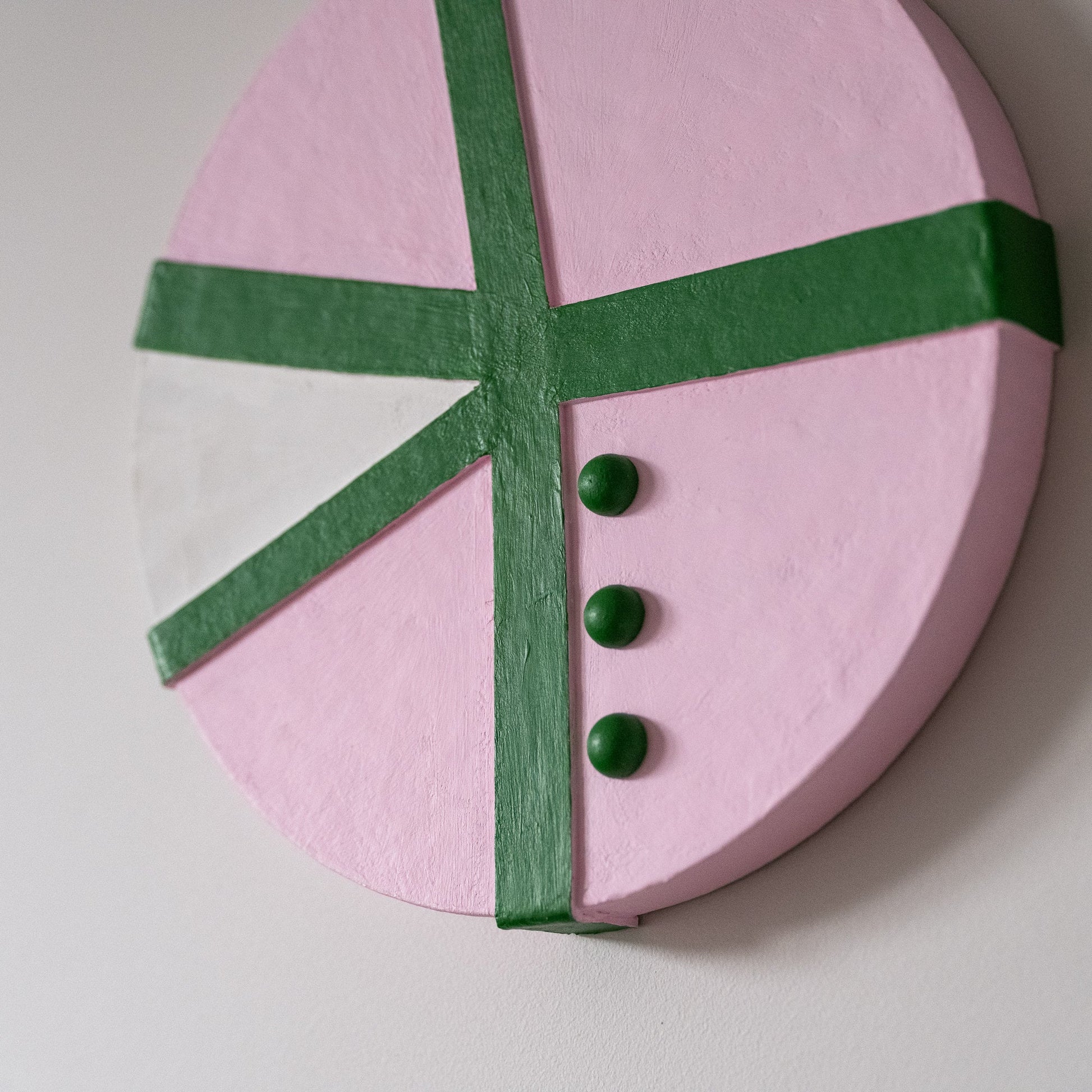 Suprematist Circle Wall Art – Pink & Green (25 cm / 9.8 in) - Olshbau